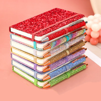 Carnet de notes à paillettes avec sangle, bloc-notes créatif à sequins, journal intime exquis de haute qualité, papeterie transfrontalière