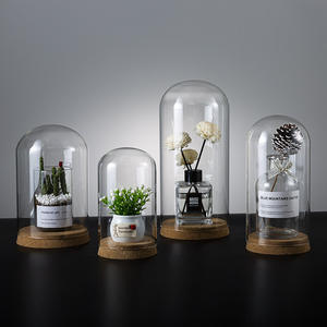 Cúpulas de vidrio transparente soplado con base negra para regalo de boda Cloche de vidrio medio decoración de la casa - Product Image 1