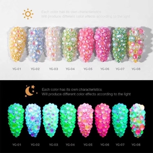 <span class=keywords><strong>Strass</strong></span> noctilucent à la mode, couleur spéciale, forme ronde, brille dans le noir, pour décoration artistique des ongles - Product Image 5