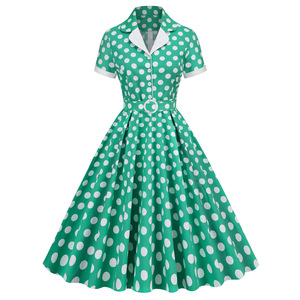 Vintage des années 1950 Hepburn Style grande balançoire robe rétro demoiselle d'honneur Performance vêtements avant en mousseline de soie été vacances pique-nique Photo - Product Image 6