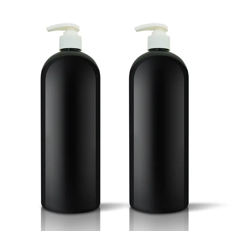 Bottiglia di shampoo con pompa per lozione nera in plastica da 1000ML per disinfettante per le mani senza risciacquo e gel doccia