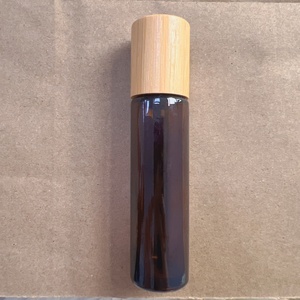 5ml 10ml <b>Glass</b> Roll <b>on</b> Bottle with Bamboo Lid Amber Frosted Refillable Essential Oil Bottle with Stainless Steel Roller Ball - Product Image 5
