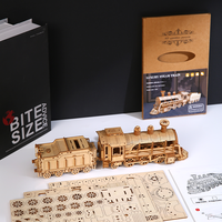 Modèle de train à vapeur en bois 3D pour la production en masse, commande en gros pour les amateurs et la décoration, idéal comme cadeau