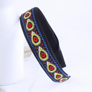 Serre-tête large en tissu et plastique, style bohème rétro, avec broderie œil, ethnique, pour femme - Product Image 2