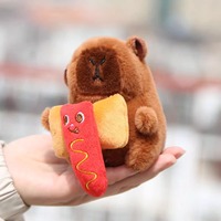 Porte-clés en peluche Capybara Weixi Hamburger Frites, en coton PP, doux et mignon, jouet en peluche, pendentif de sac à dos pour couple, petite chaîne