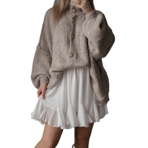 Suéter Cárdigan de Mujer para Otoño e Invierno, Color Sólido, Estilo Británico Retro, con Botones y Mangas Murciélago, a la Moda - Product Image 3