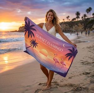 Serviette de plage grande taille en coton, impression personnalisée avec logo, livraison rapide, design gratuit - Product Image 1
