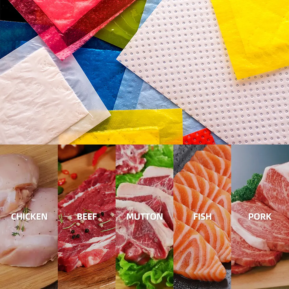 Almohadilla absorbente de carne para embalaje, calidad superior, almohadillas para mariscos