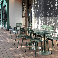 Ensemble bistrot moderne en aluminium vert pour l'extérieur, table et chaises résistantes aux intempéries pour cour, balcon, jardin, restaurant