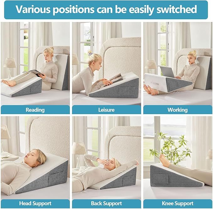 10-Inch Memory Foam Wedge Pillow – Incline Support Cushion for Sleeping, Snoring & Acid Reflux - View 2