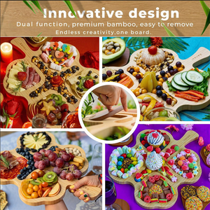 Nouvelle assiette à fromage en bois durable de qualité alimentaire écologique avec poignée, sous-verres personnalisables multi-usages, plateau en bois pour salade, sushi - Product Image 5