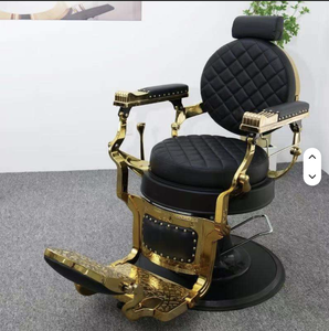 Sillón de Barbería Profesional de Estilo Antiguo, Muebles Duraderos para Salón de Peluquería, Color Marrón, Blanco, Dorado, Verde y Gris - Product Image 3