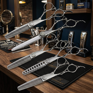 <b>Left</b> <b>Handed</b> Professional Barber <b>Scissors</b> Set Stainless Steel 440C Hair Cutting Thinning Shear Kit - Product Image 3