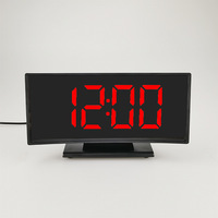 Nouvelle horloge numérique à écran incurvé 2026 en plastique avec fonction veille, livraison directe usine