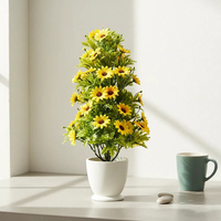 Petit arbre artificiel en forme de tournesol avec piquet de fixation au sol, assemblage en 2 parties, sans pot, décoration florale pour jardin, pelouse, cour, terrasse