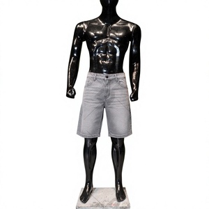 Shorts en jean respirant bleu clair pour homme, coupe droite, style streetwear vintage, tissé, taille mi-haute, décontracté, pour l'été - Product Image 1
