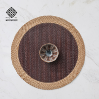 Set de dessous de plat multifonctionnels ronds en vinyle imperméable et résistant à l'huile avec jute, napperons de table de luxe imperméables pour table basse