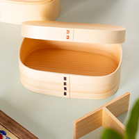 Boîte à bento en placage de peuplier, logo personnalisé, boîte d'emballage ovale en bois biodégradable pour gâteaux, desserts et repas de boulangerie