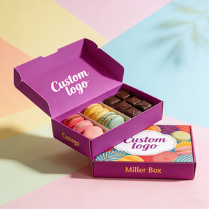 Boîtes d'emballage pour plateaux à biscuits, macarons, chocolats personnalisés, présentoirs à <span class=keywords><strong>pâtisserie</strong></span> en papier avec couvercle, design multi-compartiments, séparateurs - Product Image 3