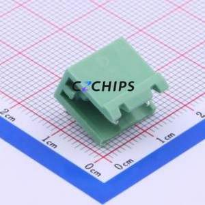 DB2ER-7.62-2P-GN Plug-in Terminal Block Bent Lead Through Hole,P=7.62mm Connector Board-to-Board / Socket Open 1x2P 7.62mm Green - Product Image 1