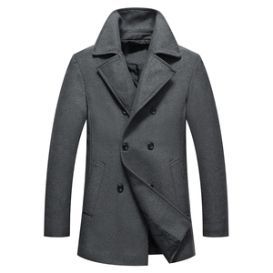 カスタマイズメンズウールトレンチオーバーコートダブルブレストピーコートクラシックノッチカラー多色プラスサイズ - Product Image 2