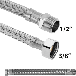 Manguera flexible de acero inoxidable de 1/2 pulgadas X 3/8 pulgadas. 40 Cm-para aplicaciones de herramientas de torneado - Product Image 2