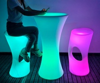 Meubles de bar lumineux créatifs à LED, table et chaises à cocktails illuminées, décor portable rechargeable et étanche