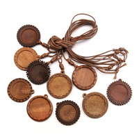 Plateaux de base de pendentif camée vierges avec cordon en cuir pour la fabrication de bijoux