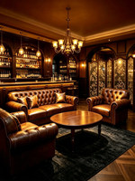 Canapé de salon de club privé de style américain, tables et chaises de bar à whisky vintage, esthétique Old Money, ensemble personnalisable en cuir PU