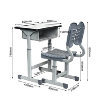 Ensemble de bureau et chaise réglables en hauteur, en MDF moderne et durable, personnalisé pour l'étude des enfants, les cours en classe et les cours de tutorat