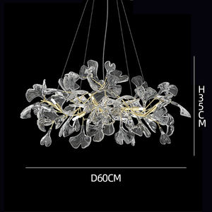Lustre moderne de luxe en cristal K9 avec branches d'arbre, lampe à suspension en verre feuille de ginkgo dorée à <span class=keywords><strong>LED</strong></span> pour chambre à coucher et salon - Product Image 2