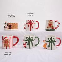 Ensemble de tasses à café et de pots de rangement en céramique de Noël de 6 pouces, avec décorations 3D Père Noël, Bonhomme de neige, Arbre de Noël, Boîte à bonbons, Organisateur de bijoux