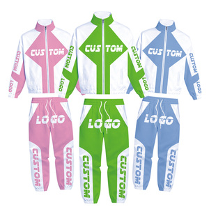 Conjunto de Jaqueta e Calças de Nylon Personalizado para Atacado, Jaqueta com Gola Alta e Zíper, Conjunto de Treino para Corrida - Product Image 2