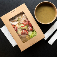Boîte à emporter en carton kraft jetable sur mesure pour la restauration rapide, frites, hamburgers, emballages de hamburgers