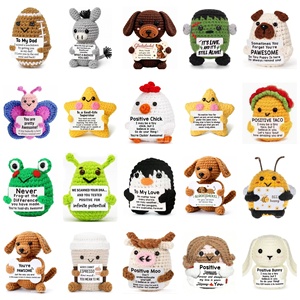 Figuras de Plantas de Energía Positiva Hechas a Mano de Algodón y Ganchillo con Tarjetas en Inglés, Decoración Original para Escritorio, Venta al Por Mayor - Product Image 2