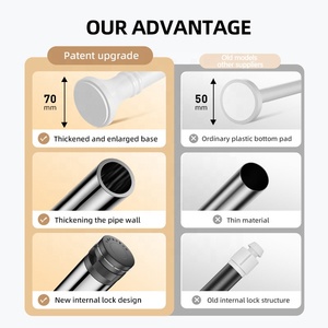 <span class=keywords><strong>Tringle</strong></span> à rideau longue tension et embouts Tiges <span class=keywords><strong>de</strong></span> tension à ressort <span class=keywords><strong>Tringle</strong></span> à rideau en métal <span class=keywords><strong>sans</strong></span> perçage - Product Image 3