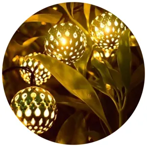 Indoor Outdoor Wedding Party Christmas Holiday Decoration <strong>Battery</strong> <strong>Operated</strong> <strong>Light</strong> Golden Ball <strong>String</strong> <strong>Light</strong> - Product Image 2