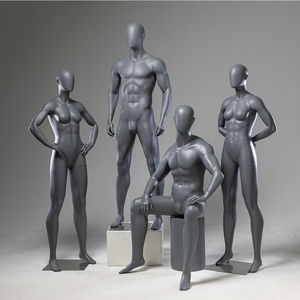 Maniquí Masculino de Fibra de Vidrio Gris Mate, Cuerpo Completo Musculoso, para Exhibición de Ropa Deportiva en Tiendas - Product Image 4