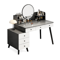 Table de toilette moderne avec étagères de rangement, armoire latérale et tiroirs pour chambre à coucher