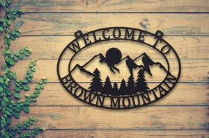 Custom Metal Mountain Sunrise Wall Art Outdoor Hanging personalizzato Mountain Home Cabin Decor regali personalizzati Cabin Wall - Product Image 2