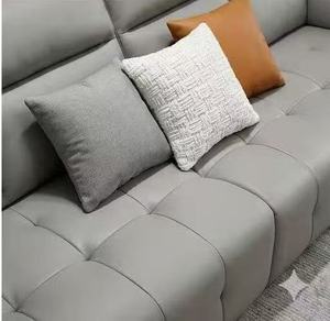 Sofá de Cuero Genuino de Diseño Italiano de Lujo, Moderno, con Mechones Tipo Biscuit, Mueble Funcional Modular para Sala de Estar con Asiento Profundo - Product Image 3