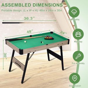 48 \ "Mesa de Bilhar MDF Portátil com Pés de Aço Dobráveis Mini Snooker/Bilhar Jogo para Crianças e Adultos para Famílias - Product Image 2