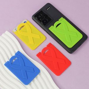Custom Silicone Phone Wallet with Ribbon Grip Adhesive Card <b>Holder</b> for Credit and <b>ID</b> Cards, Promotional Logo Printing - Product Image 2