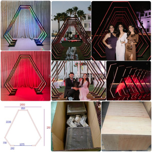 SMS Modern LED Wedding Walkway Stage <b>Backdrop</b> Decoration <b>Stand</b> Durable Geometric Metal <b>Backdrop</b> <b>Stand</b> LED Arch Wedding Supplier - Product Image 6