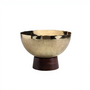 Tazón Decorativo de Acero Inoxidable con Base de Madera, Último Diseño, Tazón Decorativo para Hogar y Hotel en Venta - Product Image 1