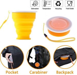 Gobelets pliables de voyage avec logo personnalisé, 7 oz, en plastique en vrac avec couvercle sans BPA, gobelet à eau pliable en silicone pour le sport, le camping et les activités de plein air - Product Image 4