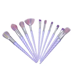10 Pcs Unicorn Makeup Brushes With Colorful Bristles Unicorn Horn Shaped Handles Fantasy Makeup Brush Set With Box