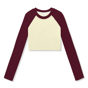 T-shirts courts à manches longues raglan en coton extensible 220 g/m² (92 % coton, 8 % élasthanne) avec col ras du cou, personnalisables avec logo - Product Image 6