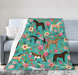Manta de Microfelpa Ultrasuave con Diseño de Caballos Divertidos, Razas de Caballos, Animales de Granja, Flores, para Aire Acondicionado - Product Image 3