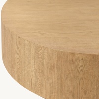 Table basse en chêne de style américain moderne RH, table centrale cylindrique de taille personnalisable, table ronde de luxe en bois dur naturel.